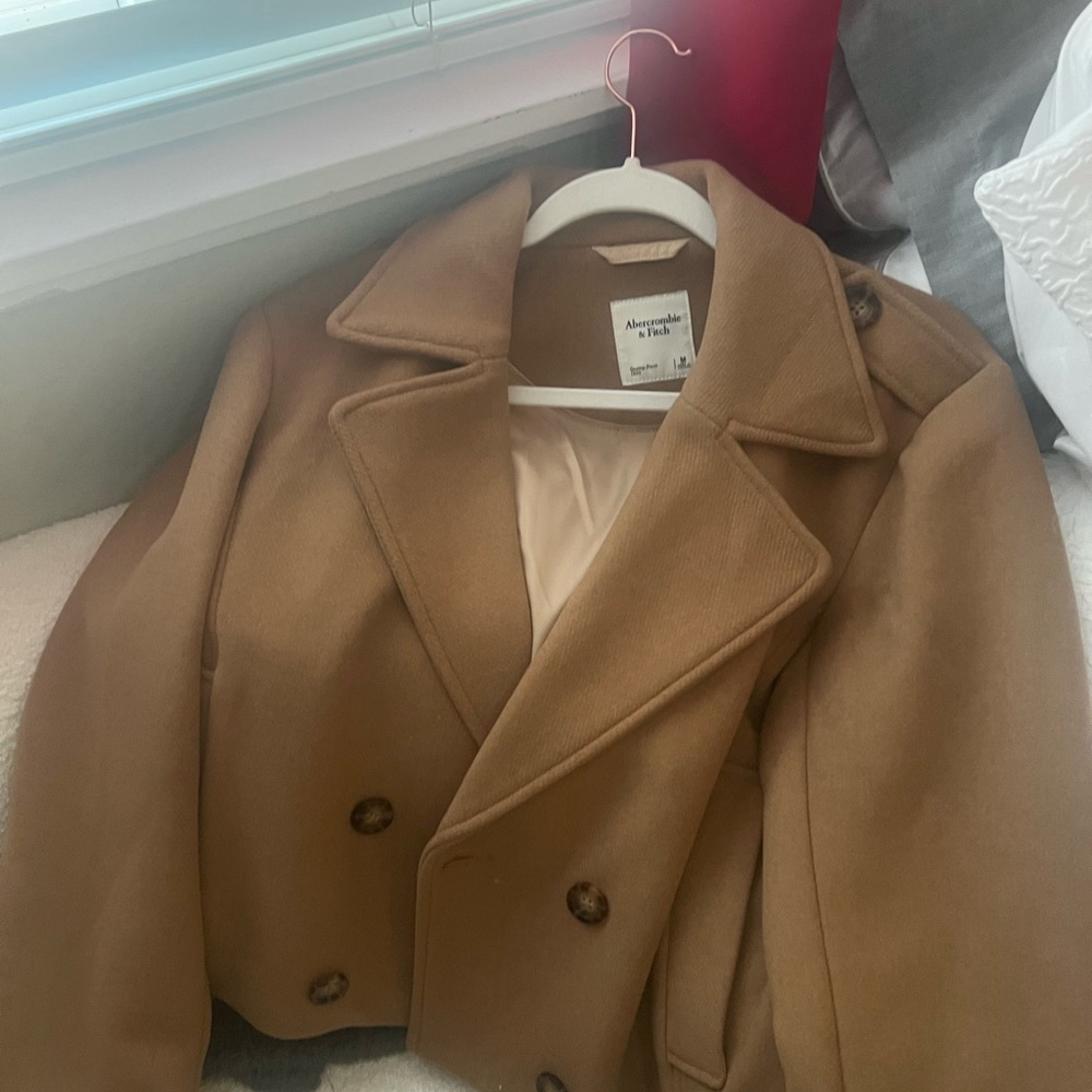 Tan Wool cropped jacket (Abercrombie + Fitch). Only worn once.